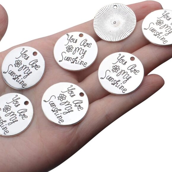 30pcs Inspirational Words Charms Round Message Alloy Pendants Jewelry Making Sup - Picture 7 of 7